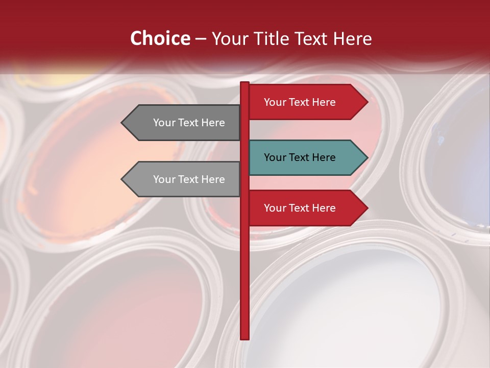 A Group Of Paint Cans With Different Colors Of Paint PowerPoint Template