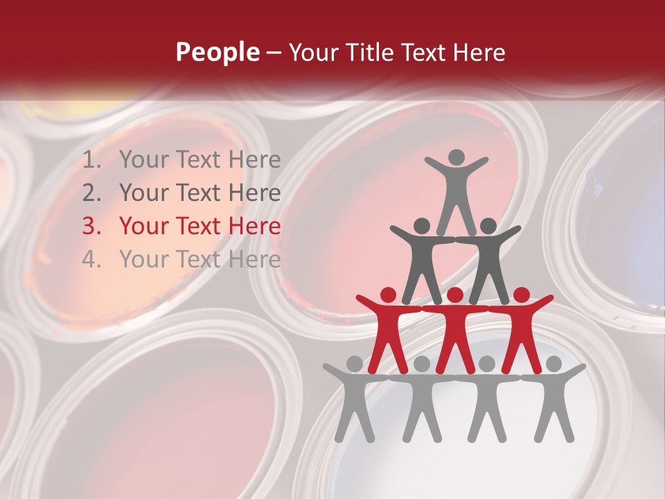 A Group Of Paint Cans With Different Colors Of Paint PowerPoint Template