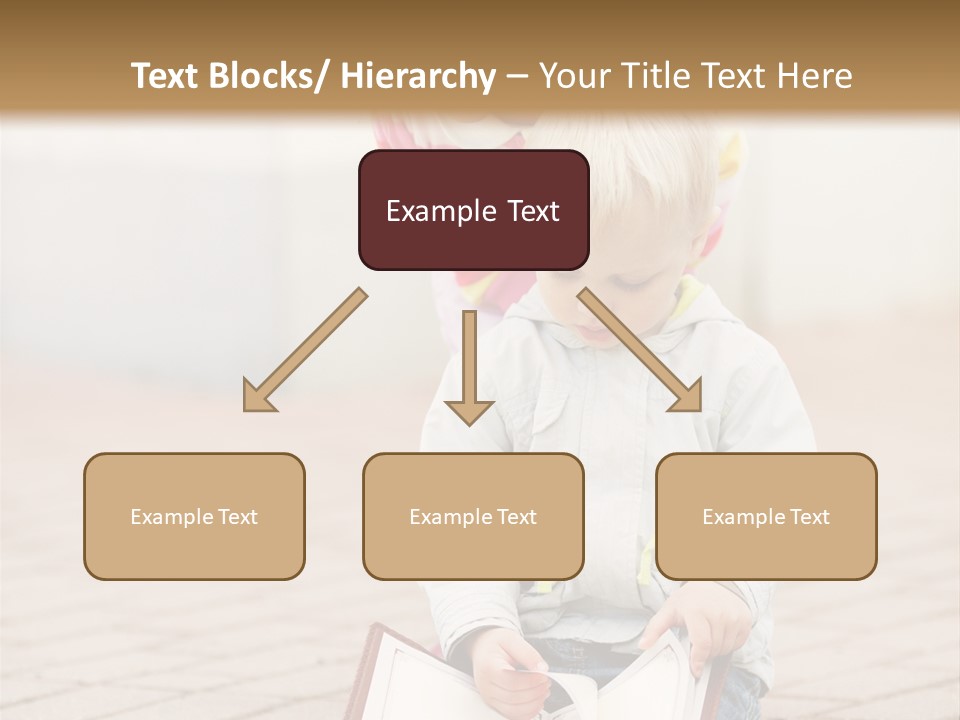 Two Children Sitting On The Ground Reading A Book PowerPoint Template