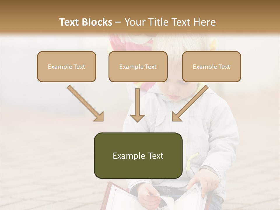 Two Children Sitting On The Ground Reading A Book PowerPoint Template