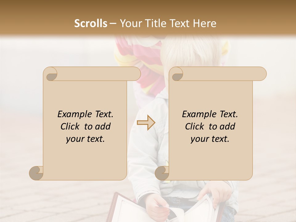 Two Children Sitting On The Ground Reading A Book PowerPoint Template