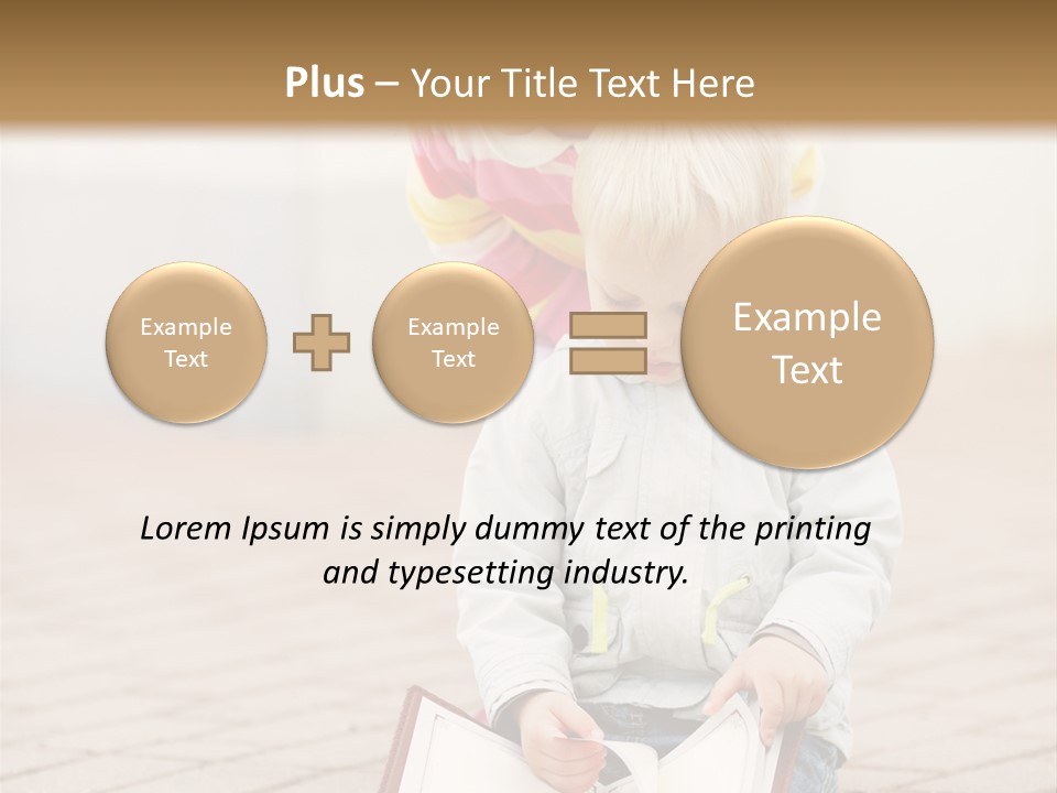 Two Children Sitting On The Ground Reading A Book PowerPoint Template
