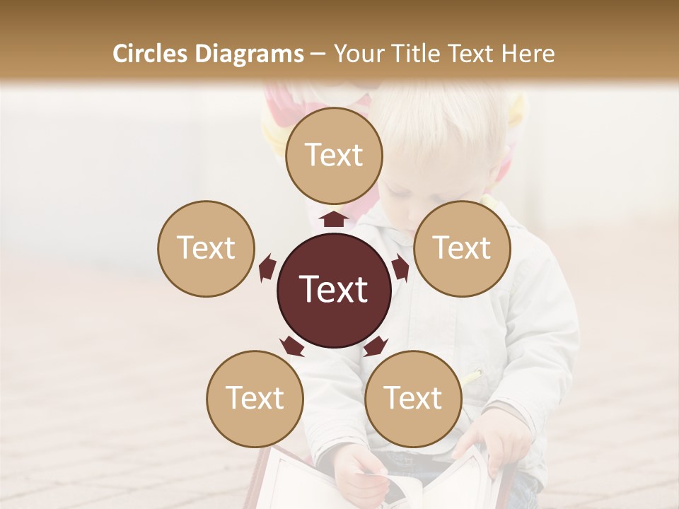 Two Children Sitting On The Ground Reading A Book PowerPoint Template