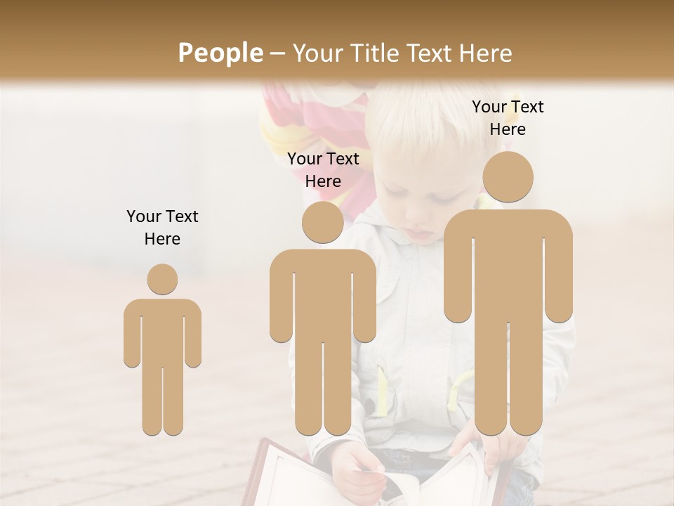 Two Children Sitting On The Ground Reading A Book PowerPoint Template