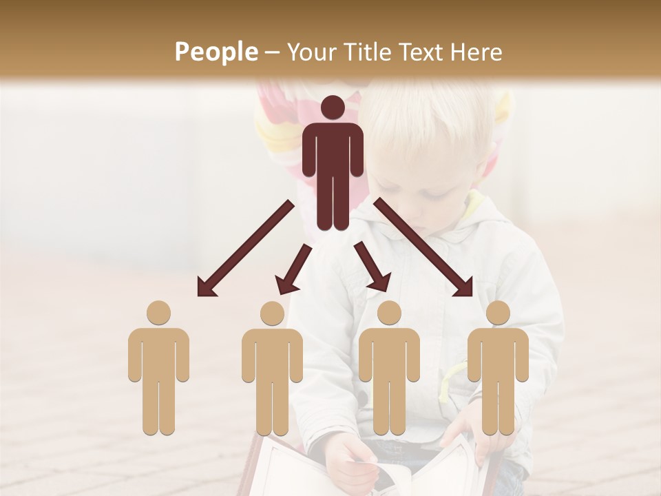Two Children Sitting On The Ground Reading A Book PowerPoint Template