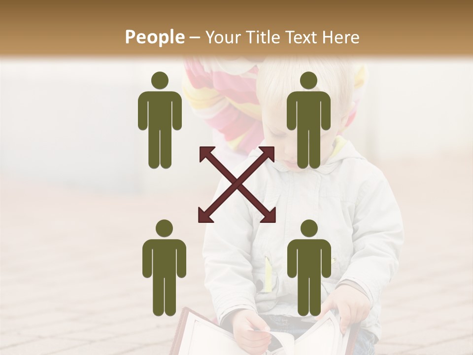 Two Children Sitting On The Ground Reading A Book PowerPoint Template
