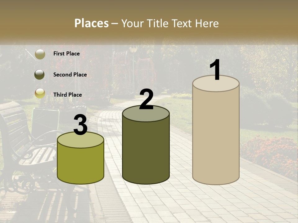 A Park Bench Sitting In The Middle Of A Walkway PowerPoint Template