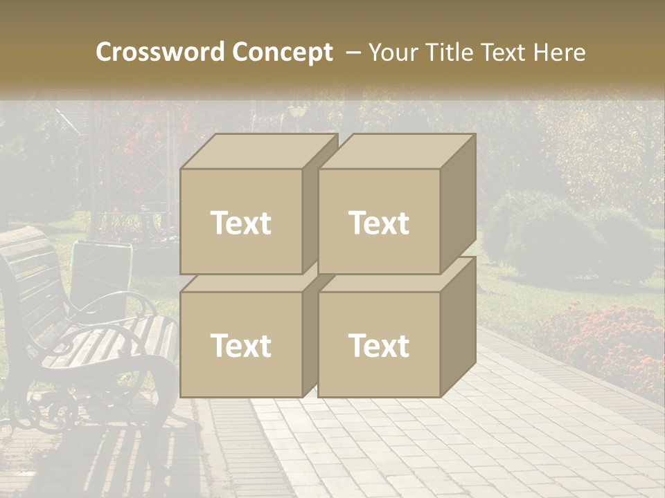 A Park Bench Sitting In The Middle Of A Walkway PowerPoint Template