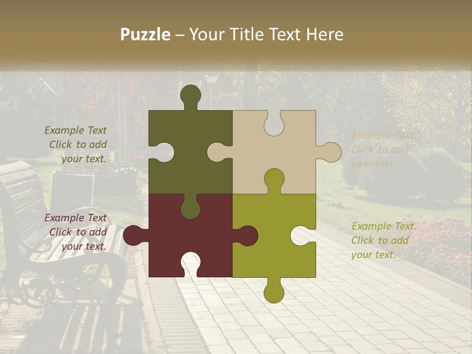 A Park Bench Sitting In The Middle Of A Walkway PowerPoint Template