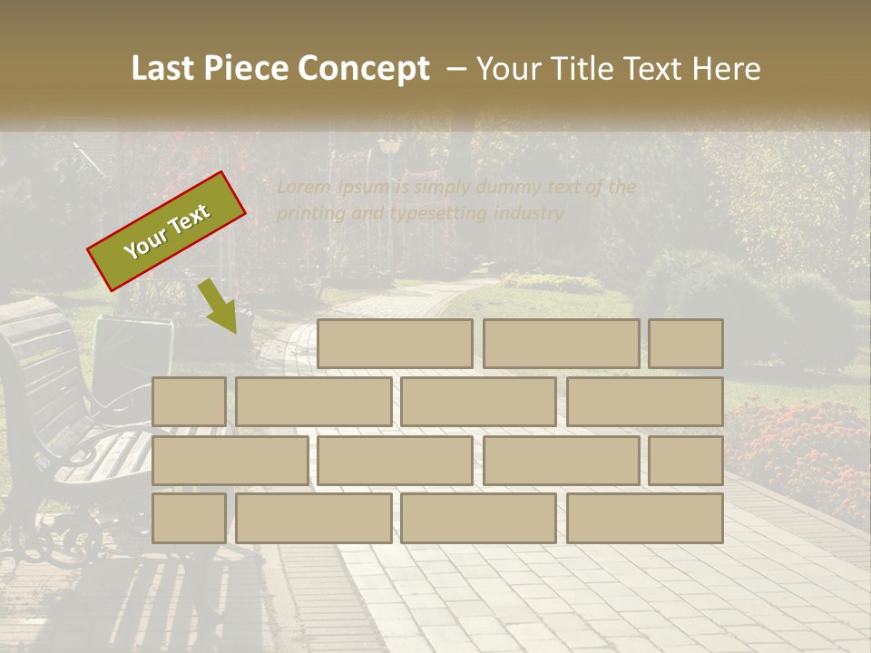 A Park Bench Sitting In The Middle Of A Walkway PowerPoint Template