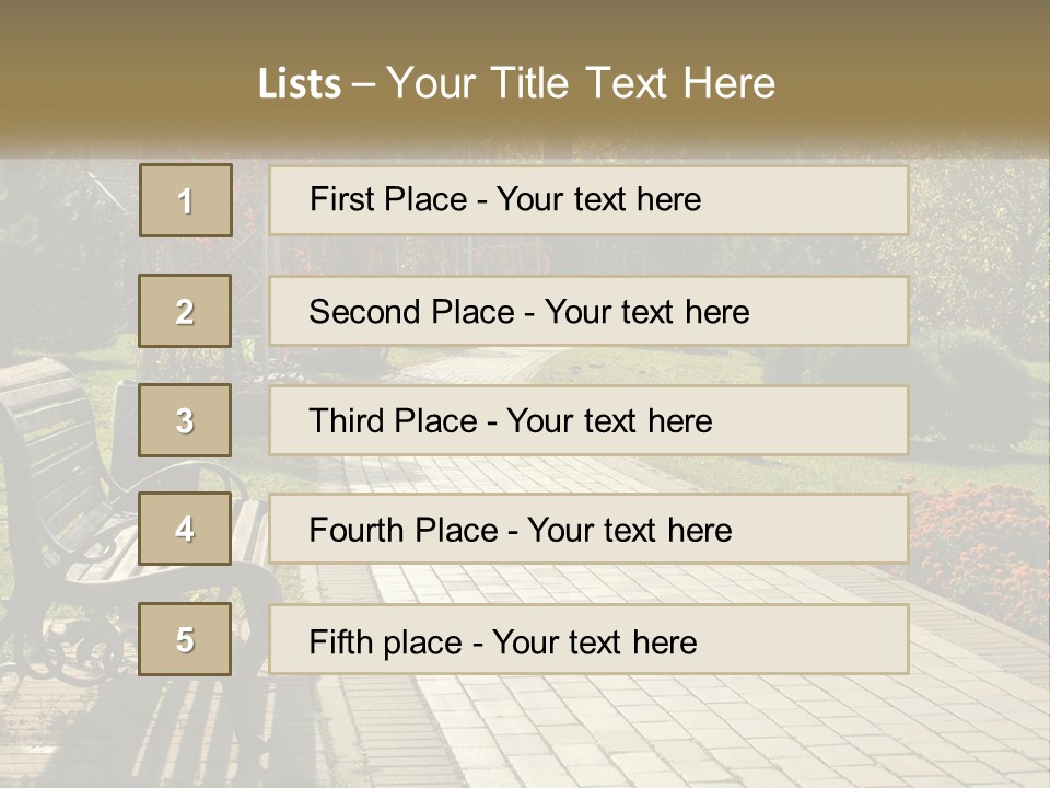 A Park Bench Sitting In The Middle Of A Walkway PowerPoint Template