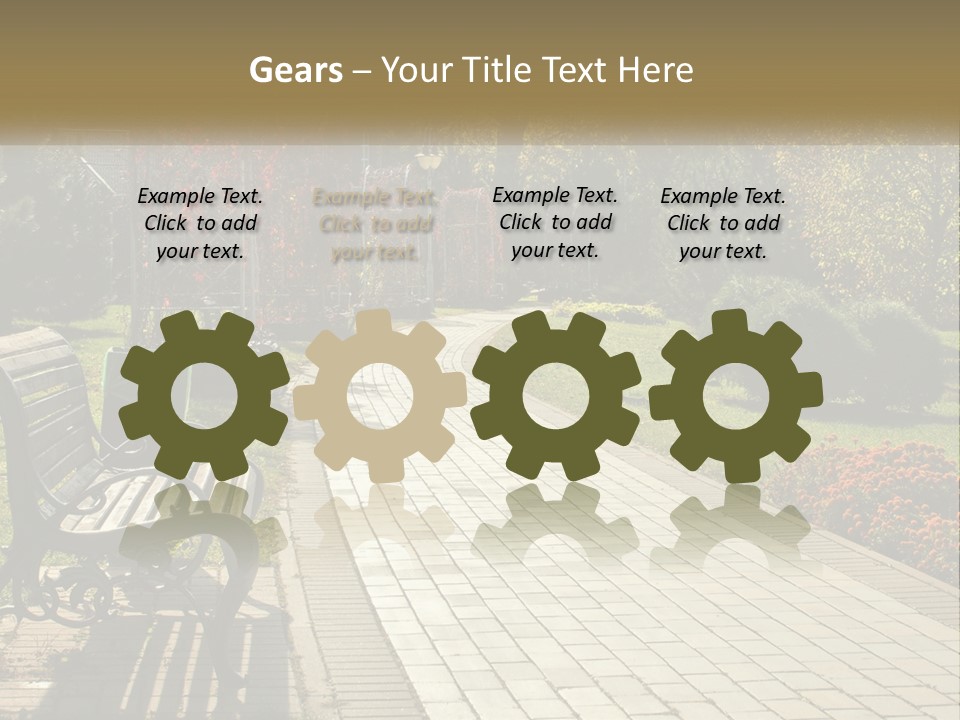 A Park Bench Sitting In The Middle Of A Walkway PowerPoint Template