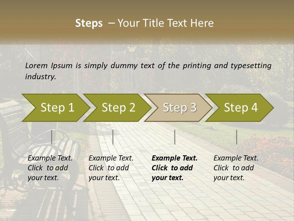 A Park Bench Sitting In The Middle Of A Walkway PowerPoint Template