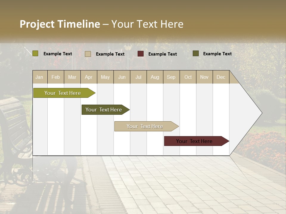 A Park Bench Sitting In The Middle Of A Walkway PowerPoint Template
