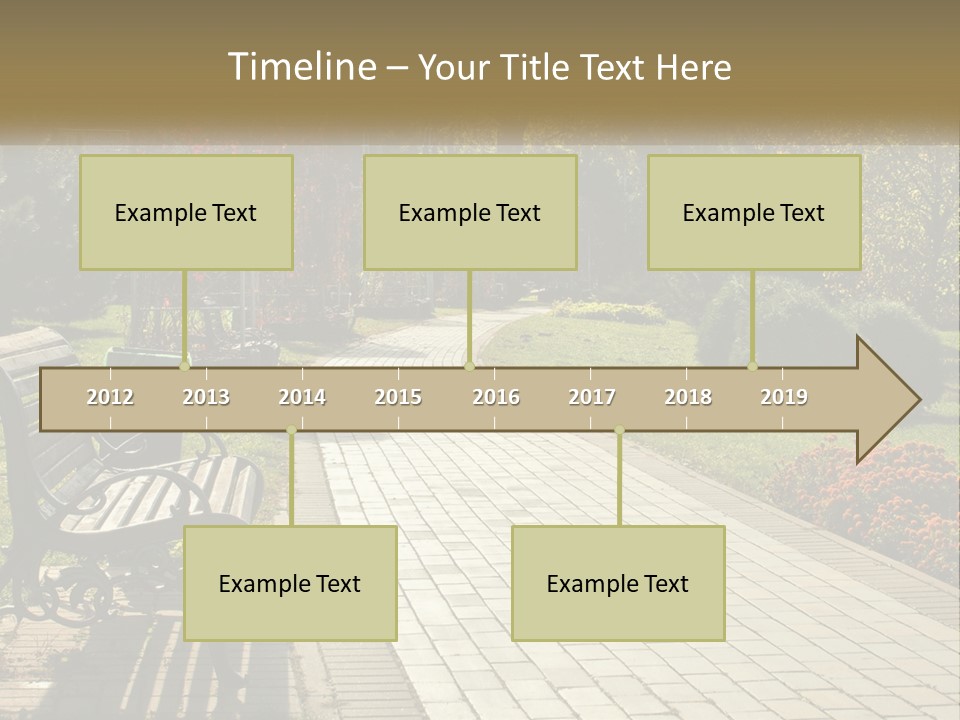 A Park Bench Sitting In The Middle Of A Walkway PowerPoint Template