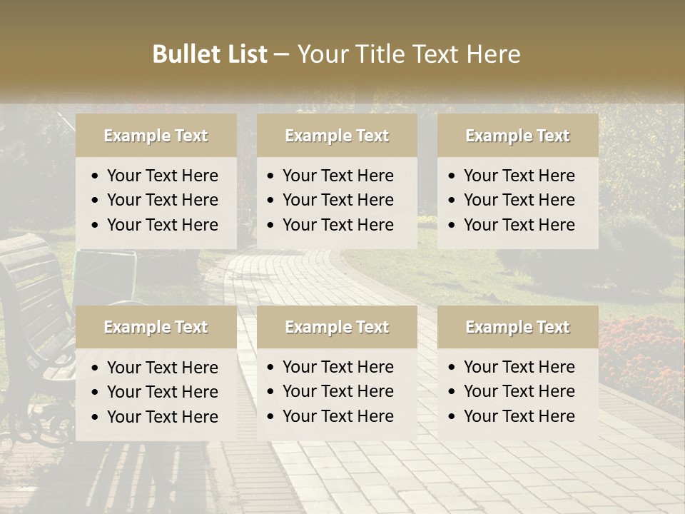 A Park Bench Sitting In The Middle Of A Walkway PowerPoint Template
