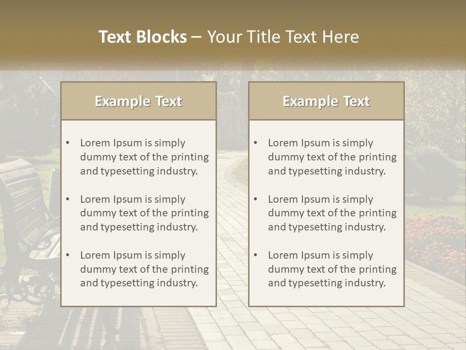 A Park Bench Sitting In The Middle Of A Walkway PowerPoint Template