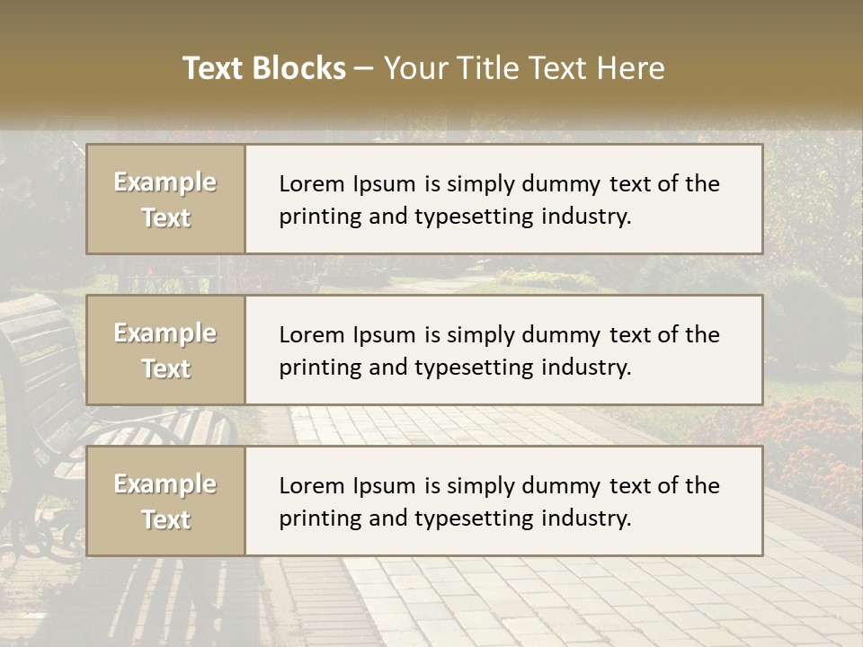 A Park Bench Sitting In The Middle Of A Walkway PowerPoint Template