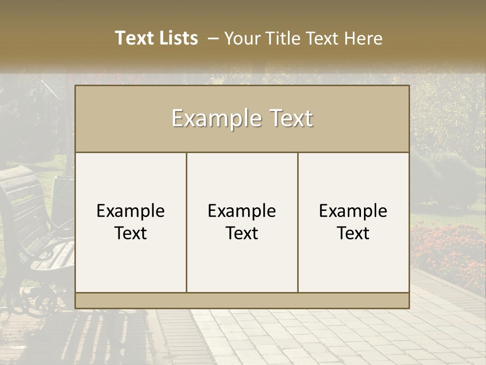 A Park Bench Sitting In The Middle Of A Walkway PowerPoint Template