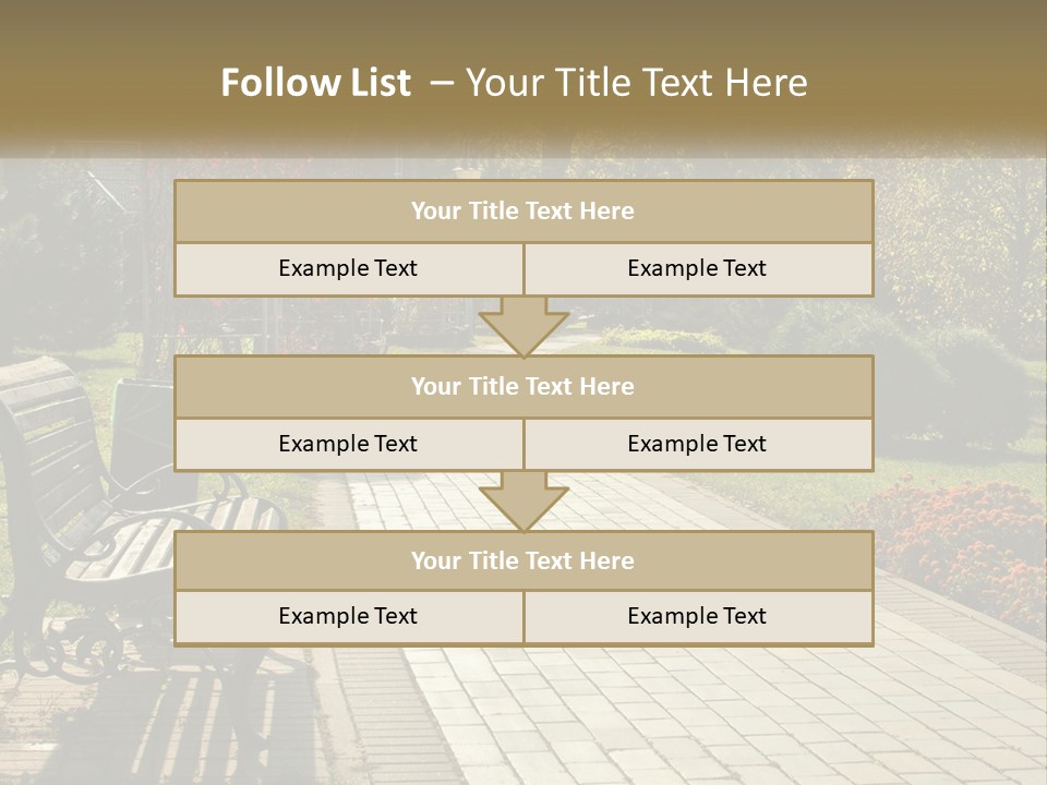 A Park Bench Sitting In The Middle Of A Walkway PowerPoint Template