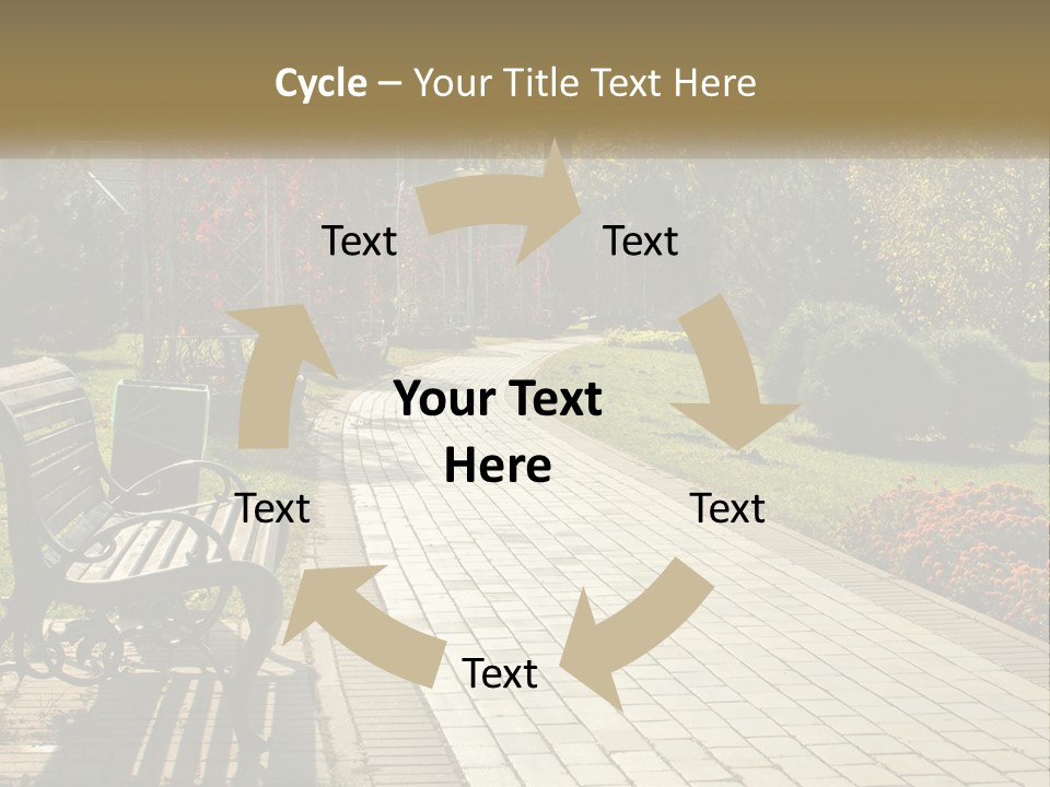A Park Bench Sitting In The Middle Of A Walkway PowerPoint Template