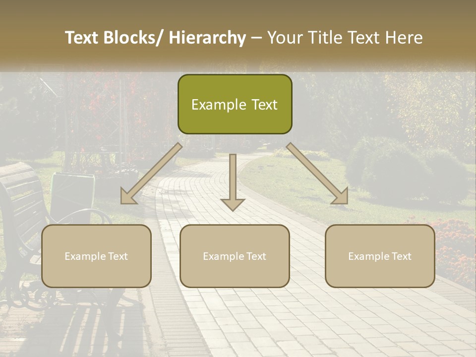 A Park Bench Sitting In The Middle Of A Walkway PowerPoint Template
