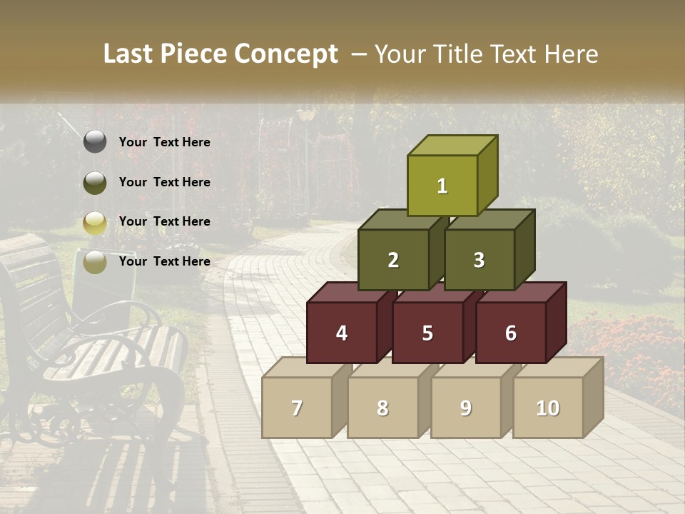 A Park Bench Sitting In The Middle Of A Walkway PowerPoint Template