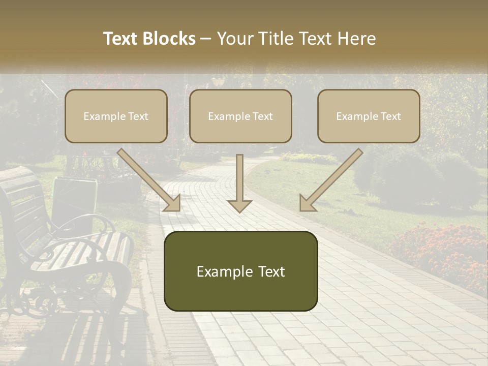 A Park Bench Sitting In The Middle Of A Walkway PowerPoint Template