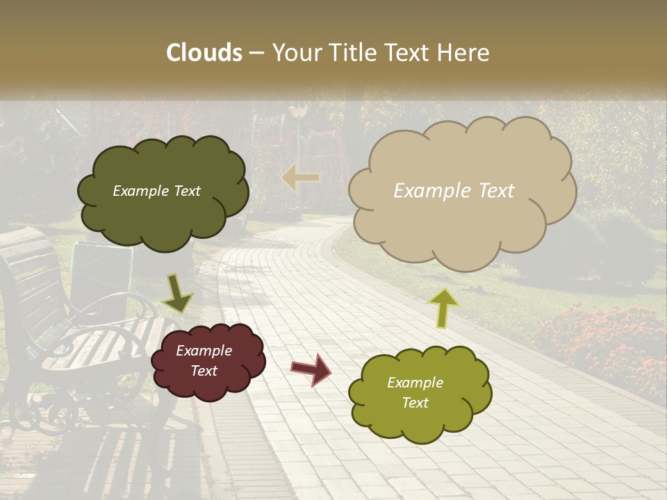 A Park Bench Sitting In The Middle Of A Walkway PowerPoint Template