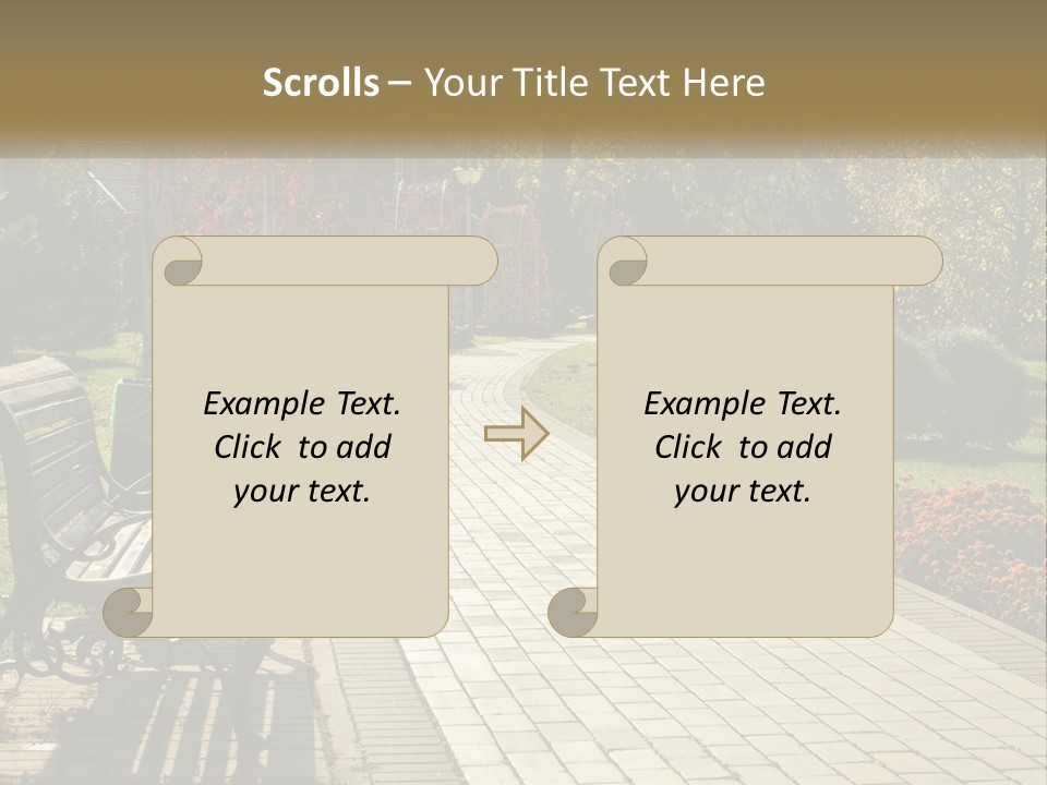 A Park Bench Sitting In The Middle Of A Walkway PowerPoint Template