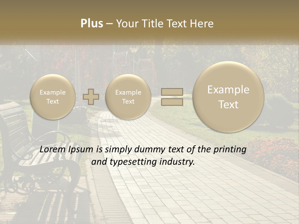 A Park Bench Sitting In The Middle Of A Walkway PowerPoint Template