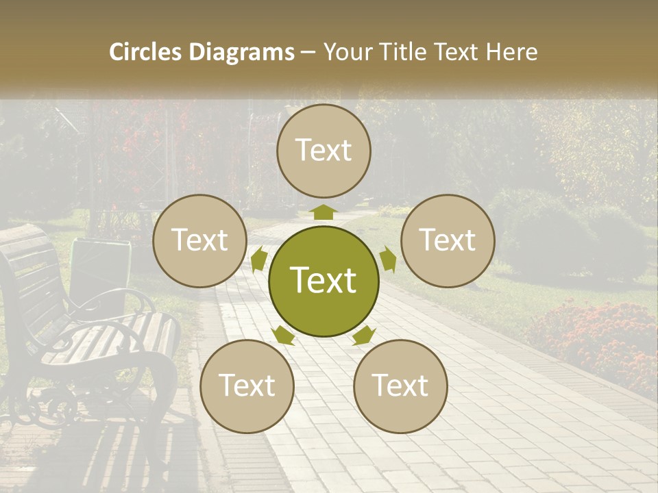 A Park Bench Sitting In The Middle Of A Walkway PowerPoint Template