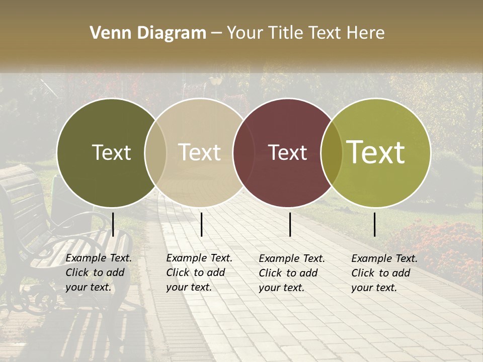 A Park Bench Sitting In The Middle Of A Walkway PowerPoint Template