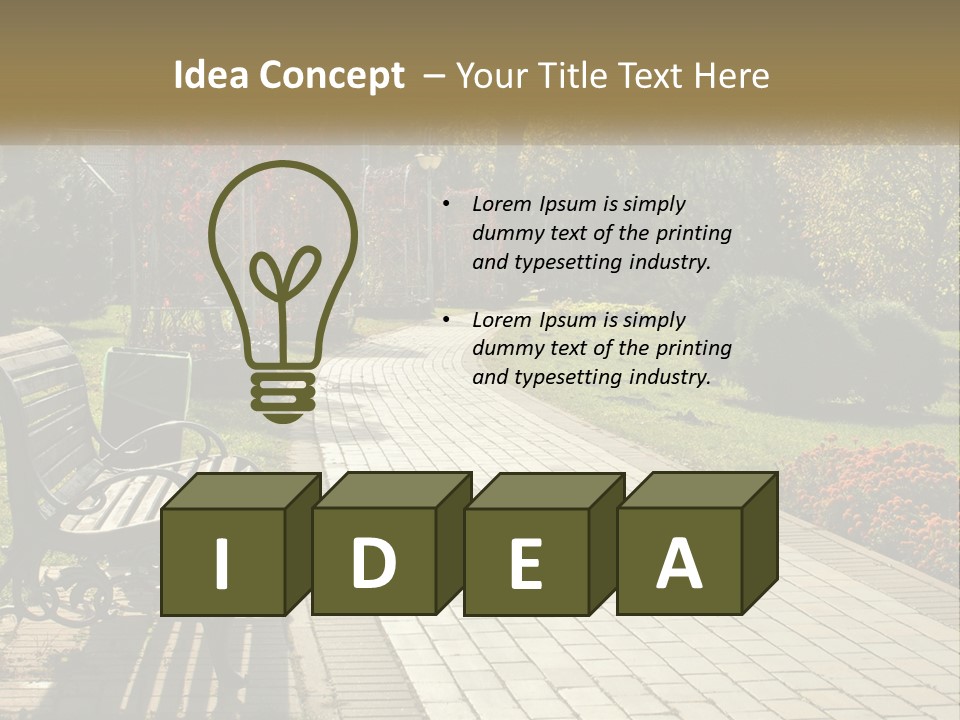 A Park Bench Sitting In The Middle Of A Walkway PowerPoint Template