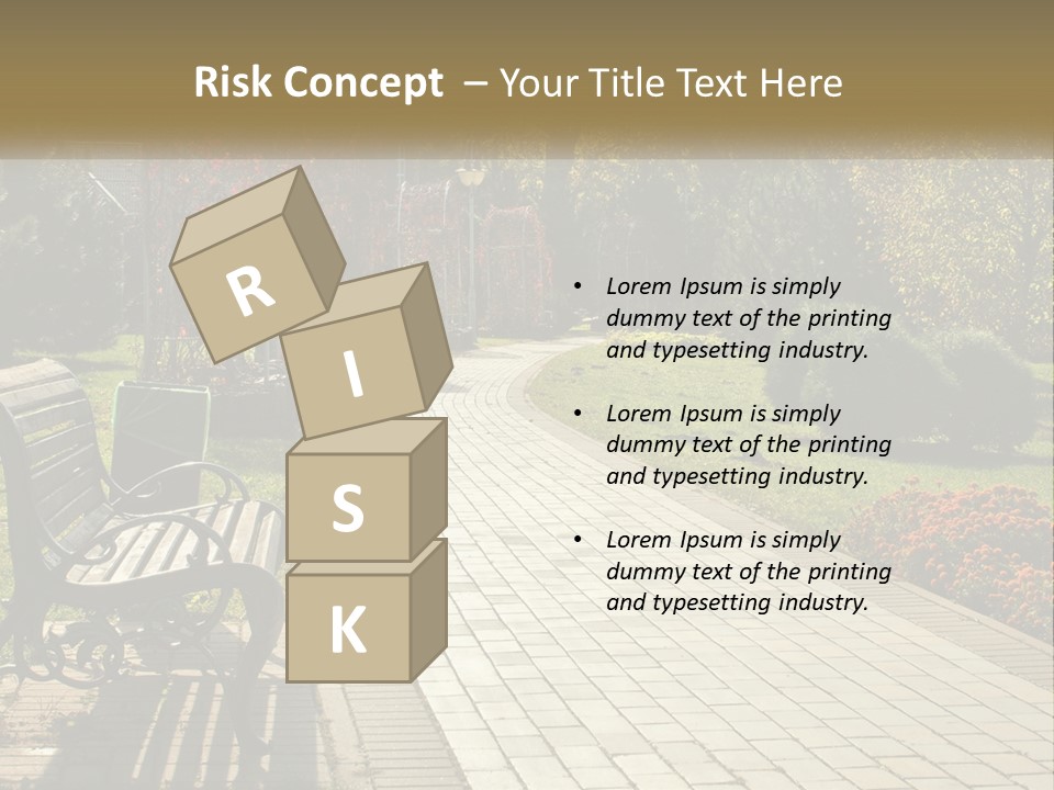 A Park Bench Sitting In The Middle Of A Walkway PowerPoint Template