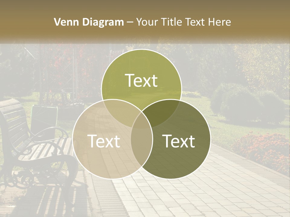 A Park Bench Sitting In The Middle Of A Walkway PowerPoint Template