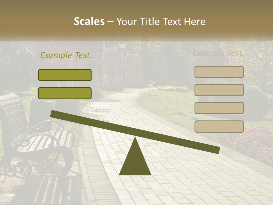 A Park Bench Sitting In The Middle Of A Walkway PowerPoint Template