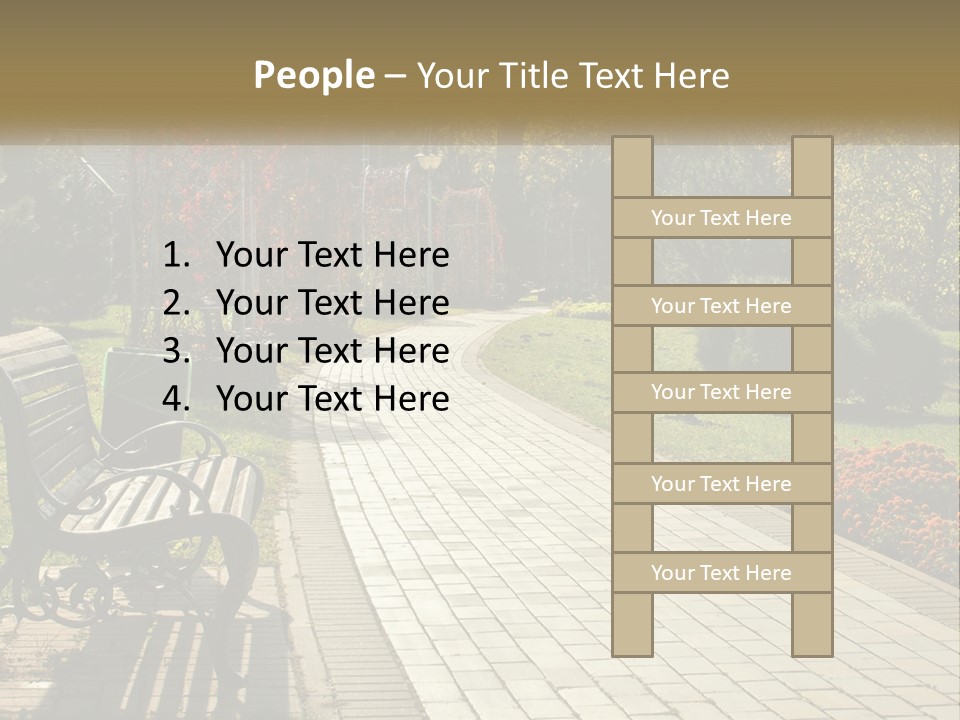 A Park Bench Sitting In The Middle Of A Walkway PowerPoint Template