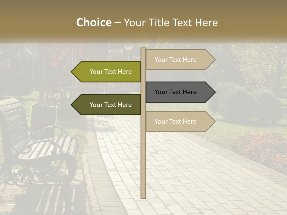 A Park Bench Sitting In The Middle Of A Walkway PowerPoint Template