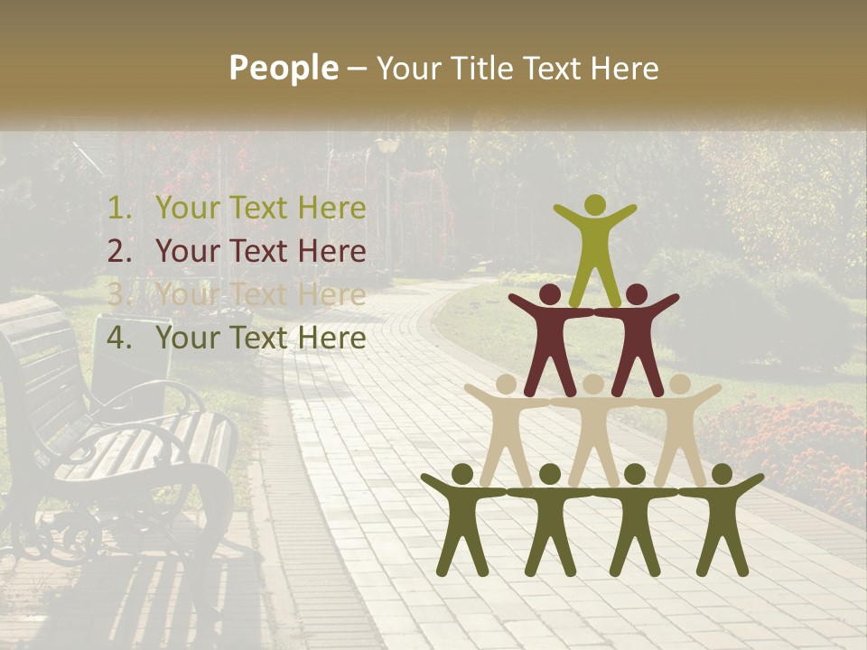 A Park Bench Sitting In The Middle Of A Walkway PowerPoint Template