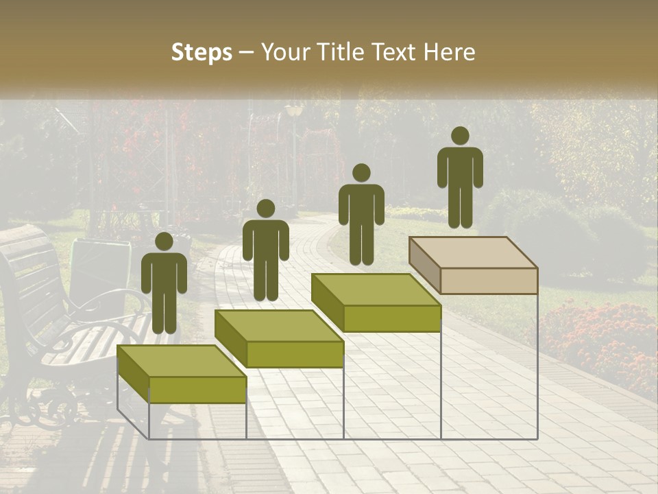 A Park Bench Sitting In The Middle Of A Walkway PowerPoint Template