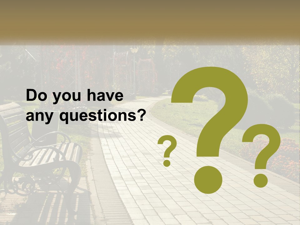 A Park Bench Sitting In The Middle Of A Walkway PowerPoint Template