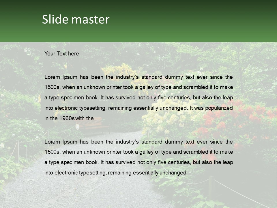 A Path In The Middle Of A Lush Green Park PowerPoint Template