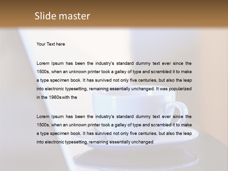 A Cup Of Coffee On A Table Next To A Laptop PowerPoint Template