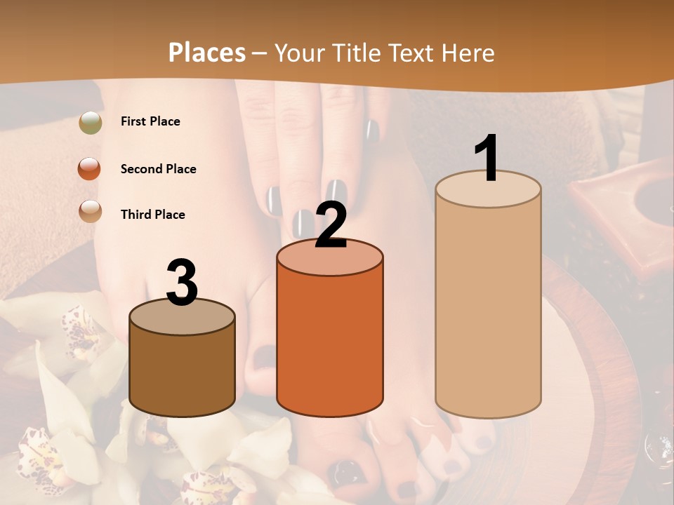 A Woman's Feet On A Plate With Flowers On It PowerPoint Template