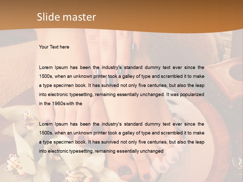 A Woman's Feet On A Plate With Flowers On It PowerPoint Template