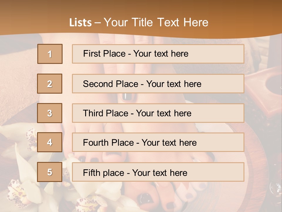 A Woman's Feet On A Plate With Flowers On It PowerPoint Template