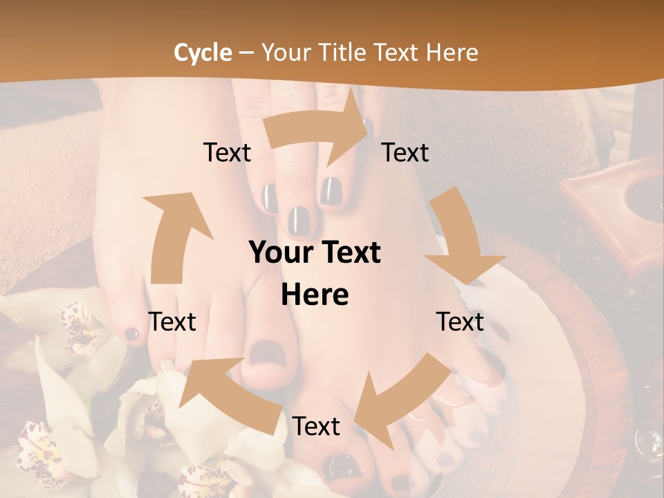 A Woman's Feet On A Plate With Flowers On It PowerPoint Template