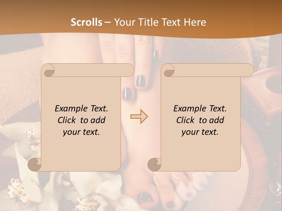 A Woman's Feet On A Plate With Flowers On It PowerPoint Template