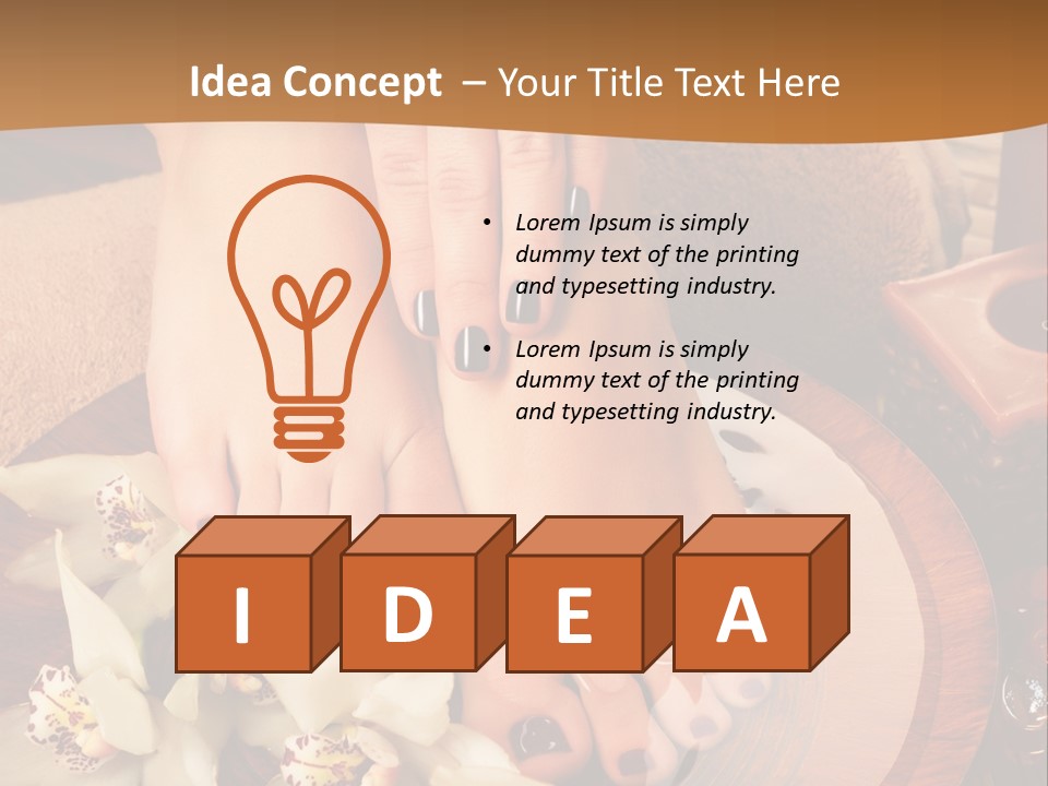 A Woman's Feet On A Plate With Flowers On It PowerPoint Template